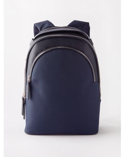 Troubadour Momentum Triple-zip Leather-trim Backpack - Blue