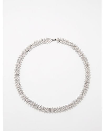 Fallon Jackie Statement Crystal-encrusted Collar Necklace - White