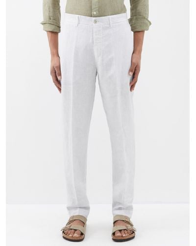 120% Lino Linen Slim-leg Suit Trousers - White