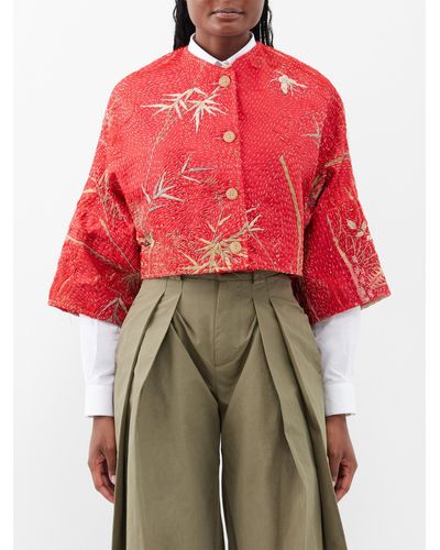 By Walid Bella Cropped 19th-century Silk Jacket - Red