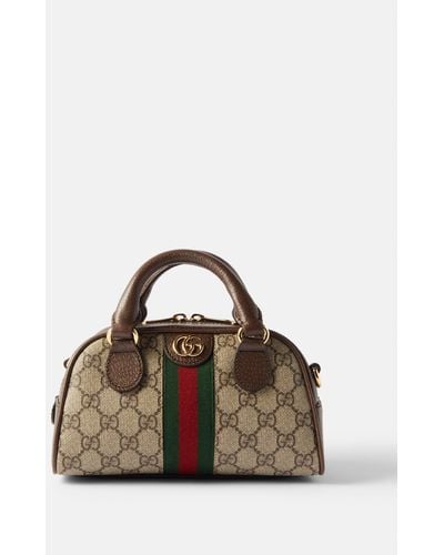 Gucci Ophidia Mini Gg Supreme-canvas Top-handle Bag - Brown