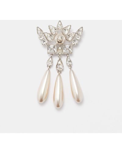 Gucci Broche en cristaux et ornements façon perle - Neutre