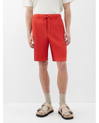 Homme Plissé Issey Miyake Technical-pleated Shorts - Red