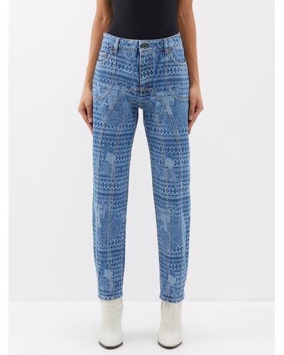 Ahluwalia Kampala Laser-etched Straight-leg Jeans - Blue