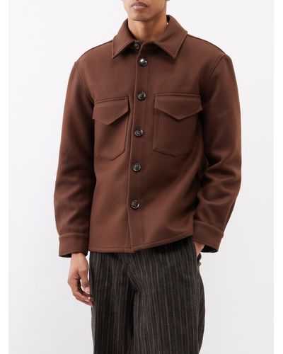 Rohe Patch-pocket Brushed Wool-blend Overshirt - Brown