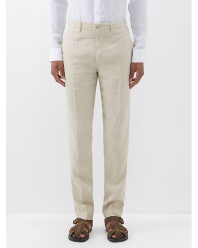 120% Lino Linen Slim-leg Suit Trousers - Natural