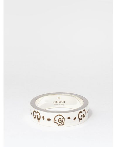 Gucci Ghost Logo-engraved Sterling-silver Ring - White