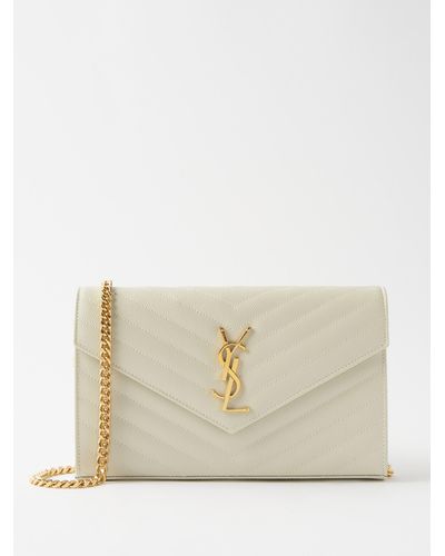Uptown YSL-plaque grained-leather clutch bag