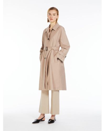 Max Mara Single-breasted Trench Coat In Water-resistant Twill - Natural