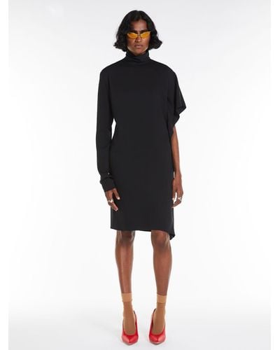 Max Mara Asymmetrical Stretch Georgette Dress - Black