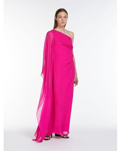 Max Mara Washed Silk One-shoulder Dress - Pink