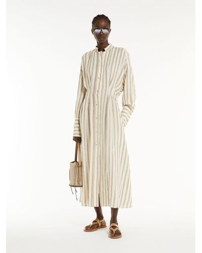 Max Mara Striped Linen Long Dress - Natural
