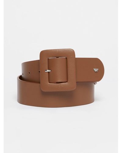 Max Mara Nappa Leather Belt - Brown