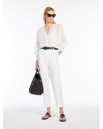 Max Mara Ramie Gauze And Lace Blouse - White