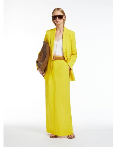 Max Mara Long Viscose And Linen Skirt - Yellow