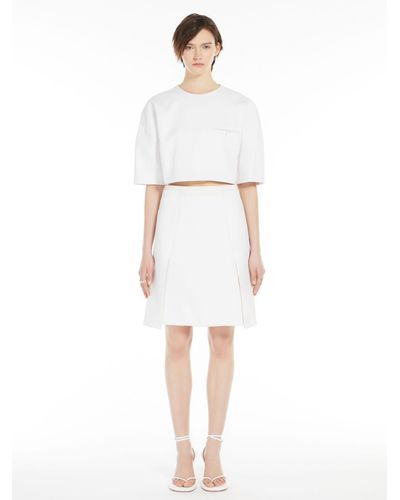 Max Mara Flared Cotton Gabardine Skirt - White