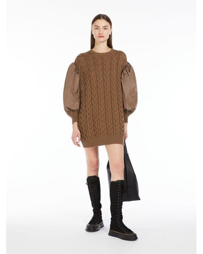 Max Mara Wool Dress With Balloon Sleeves - Brown