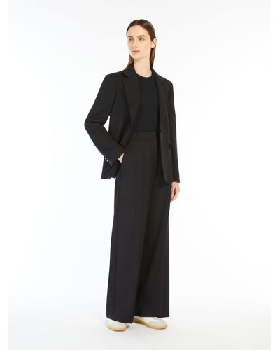 Max Mara Woolen Cloth Palazzo Pants - Black