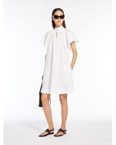 Max Mara Poplin Mini Dress With Flounce - White