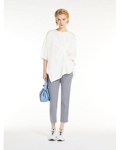 Max Mara Odile Cropped Floral-print Tapered Pants - Blue