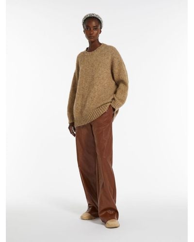 Max Mara Oversized Mohair And Lurex Sweater - Natural