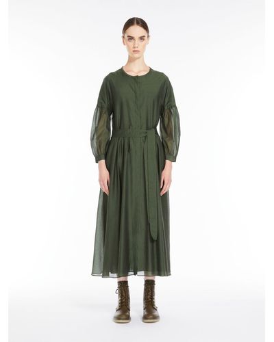 Max Mara Cotton And Silk Voile Dress - Green