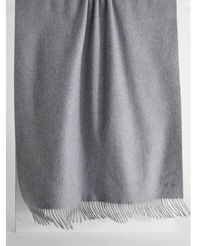 Max Mara Cashmere Stole With Embroidery - Gray
