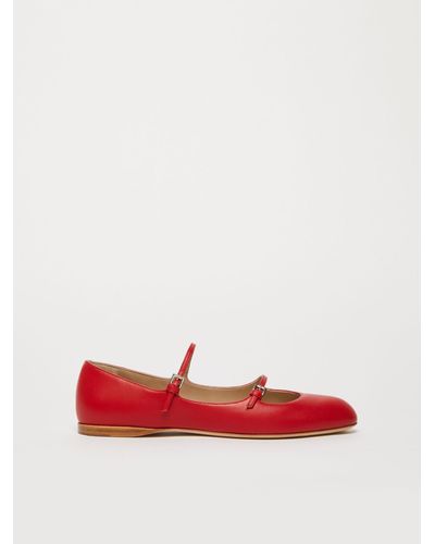 Max Mara Nappa Leather Ballet Flats - Red