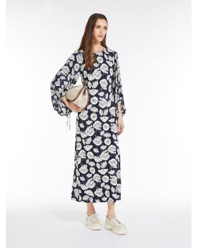 Max Mara Jersey Dress With Printed Sleeves - White