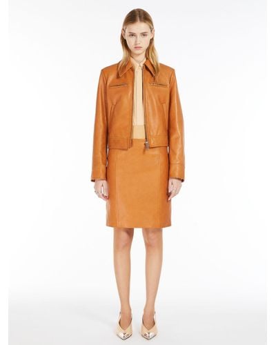Max Mara Leather Skirt - Orange