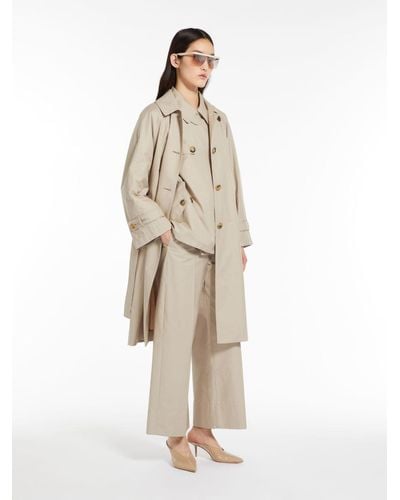 Max Mara Single-breasted Trench Coat In Water-resistant Twill - Natural