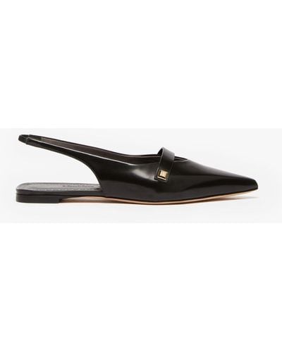 Max Mara Flat Leather Sandals - Black