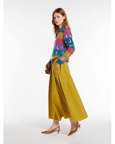 Max Mara Flared Cotton-blend Taffeta Skirt - Yellow