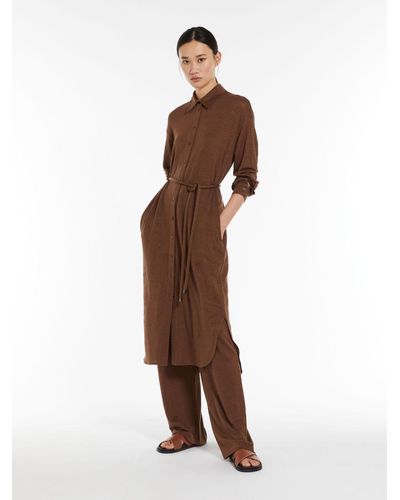 Max Mara Linen Jersey Shirt Dress - Brown