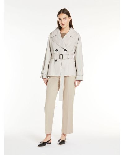 Max Mara Double-breasted Trench Coat In Water-resistant Cotton Twill - White