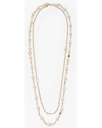 Max Mara Pearl And Rhinestone Long Necklace - White