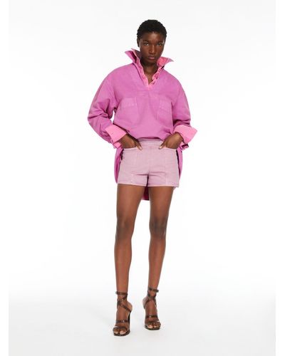 Max Mara Cotton Drill Mini Shorts - Pink