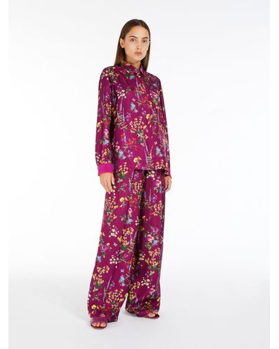Max Mara Printed Silk Pyjama-style Shirt - Purple