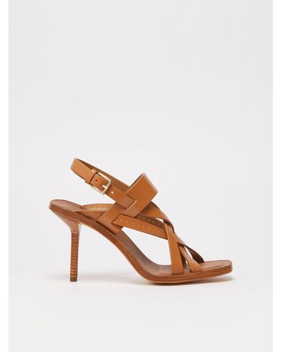 Max Mara Leather Cage Sandals - Brown