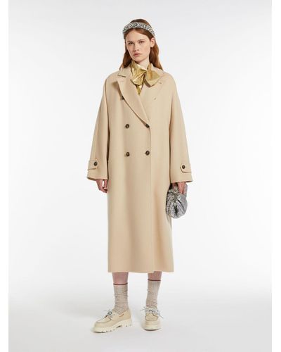 Max Mara Long Wool And Technical Fabric Trench Coat - White