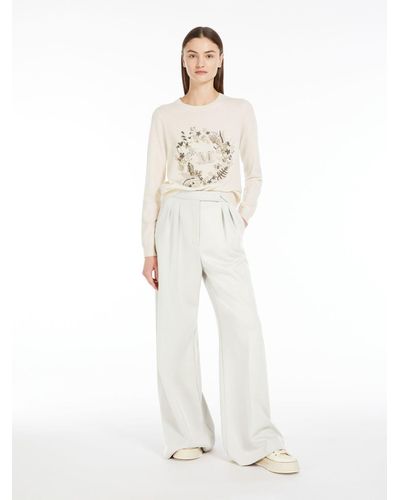 Max Mara Embroidered Wool And Cashmere Sweater - White