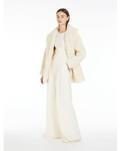 Max Mara Short Teddy Bear Icon Coat In Alpaca And Wool - White
