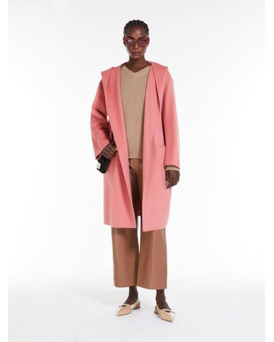 Max Mara Hooded Wool Coat - Pink