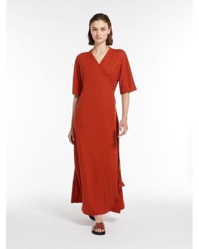 Max Mara Linen And Viscose Jersey Dress - Red