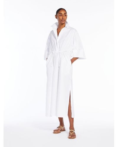 Max Mara Cotton And Silk Dress With Drawstring - White