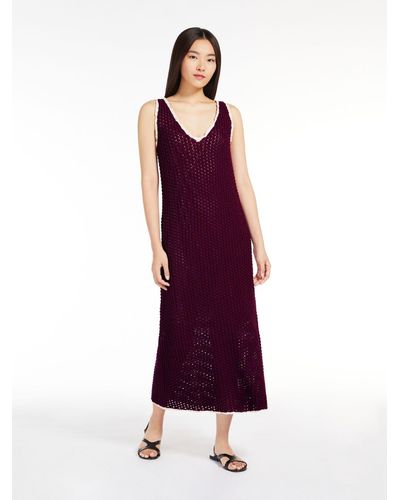 Max Mara Crochet-knit Cotton Dress - Purple