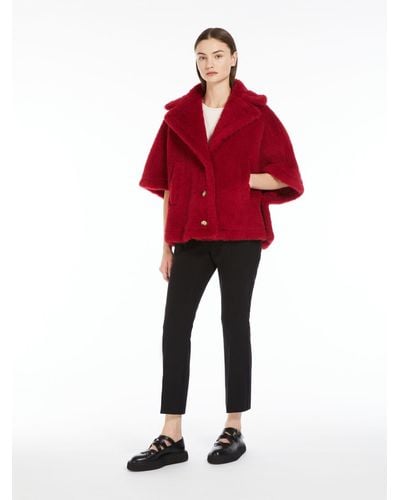 Max Mara Teddy Fabric Short Cloak - Red