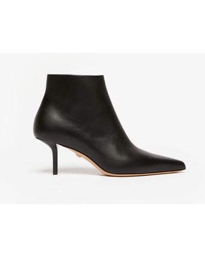 Max Mara Zip-up Leather Ankle Boots - Black