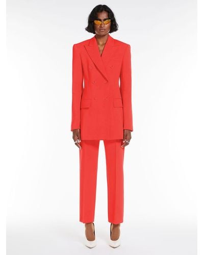 Max Mara Double-breasted Stretch Wool Blazer - Red