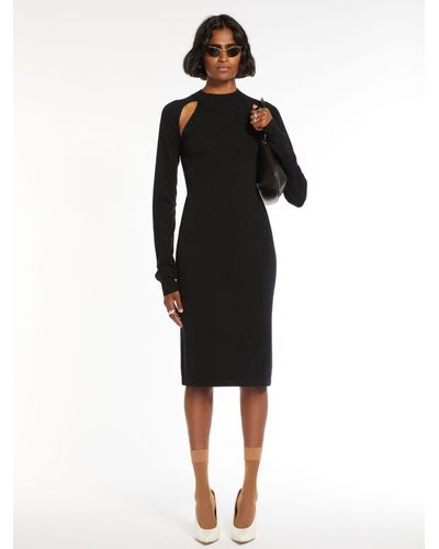 Max Mara Slim-fit Knitted Wool And Silk Dress - Black